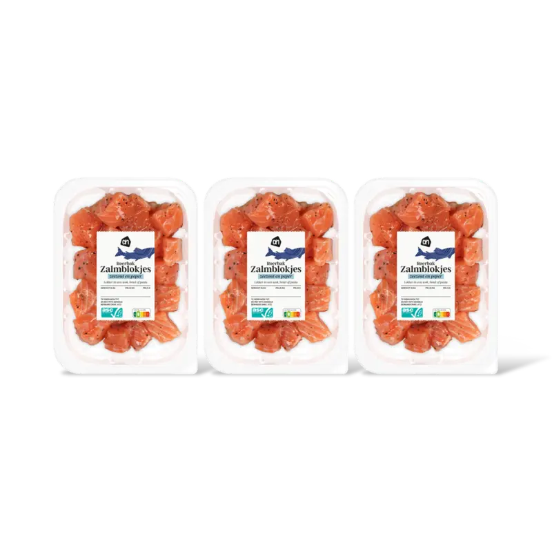 AH Roerbak zalmblokjes zeezout en peper 3pk