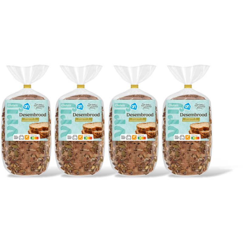 AH Glutenvrij Desembrood pompoen- & zonnebloempitt 4pk