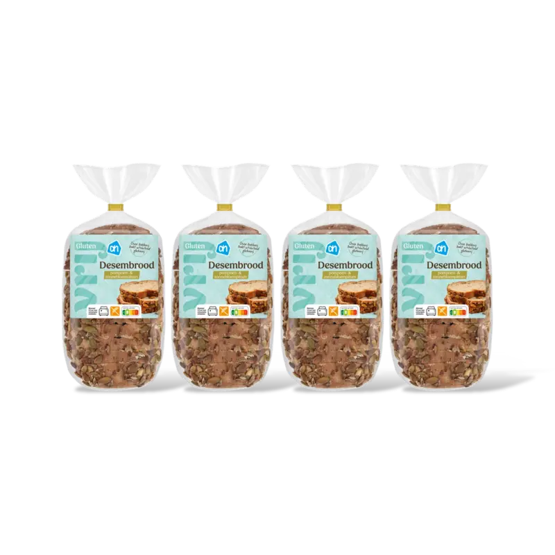 AH Glutenvrij Desembrood pompoen- & zonnebloempitt 4pk
