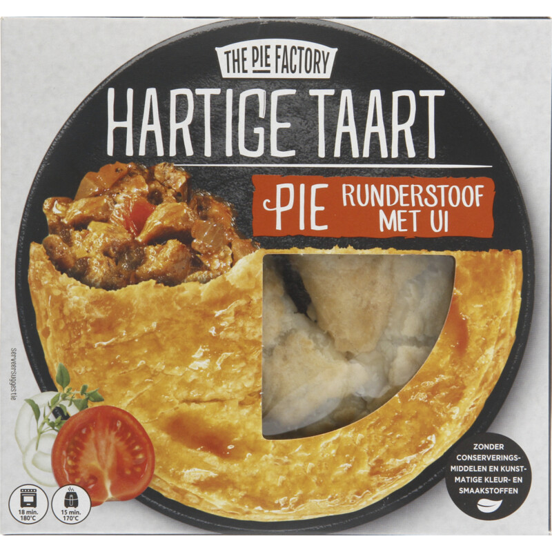 Een afbeelding van The Pie Factory Hartige taart runderstoof & ui
