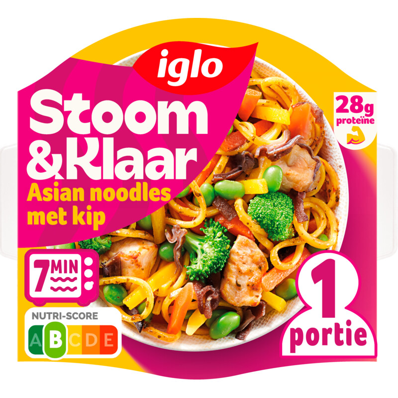 Een afbeelding van Iglo Stoom & klaar Asian noodles met kip