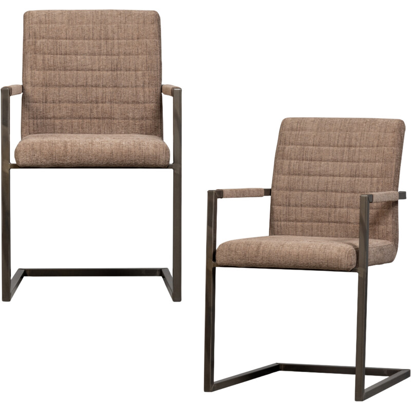 Een afbeelding van Woood Bas eetkamerstoel geweven bruin melange