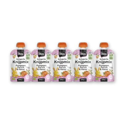 pdp-image-De Kleine Keuken Knijpmix Pompoen & perzik 12m+ 1 5-pack