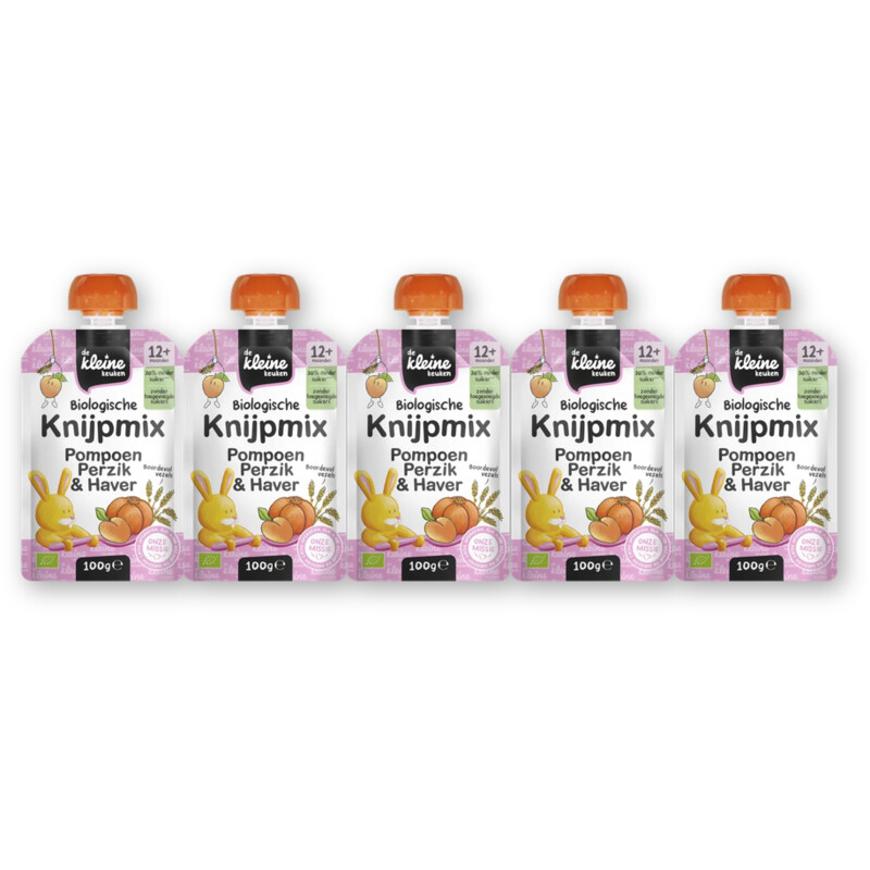 De Kleine Keuken Knijpmix Pompoen & perzik 12m+ 1 5-pack