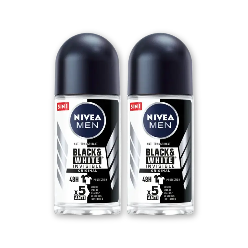 NIVEA Men black & white deodorant roller 2-pck