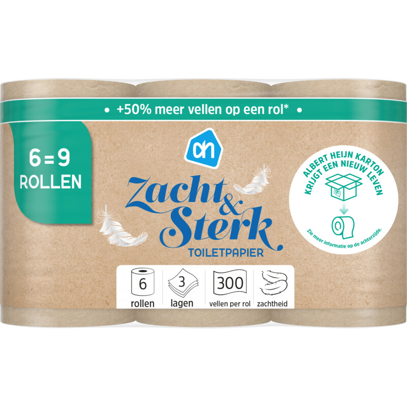 Een afbeelding van AH Recycle toiletpapier 3laags 6=9 rollen