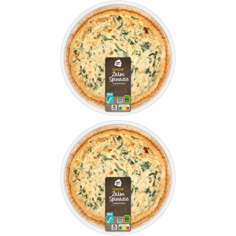 Een afbeelding van AH Quiche zalm spinazie 2-pack
