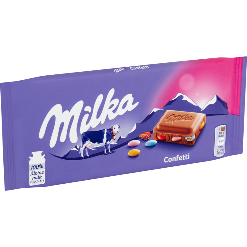Een afbeelding van Milka Chocoladereep confetti
