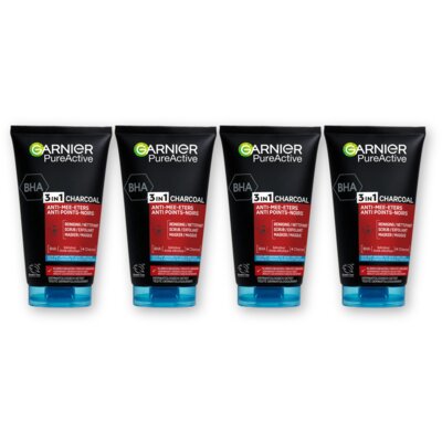 pdp-image-Garnier 3in1 charcoal reiniger, scrub & mask 4pk
