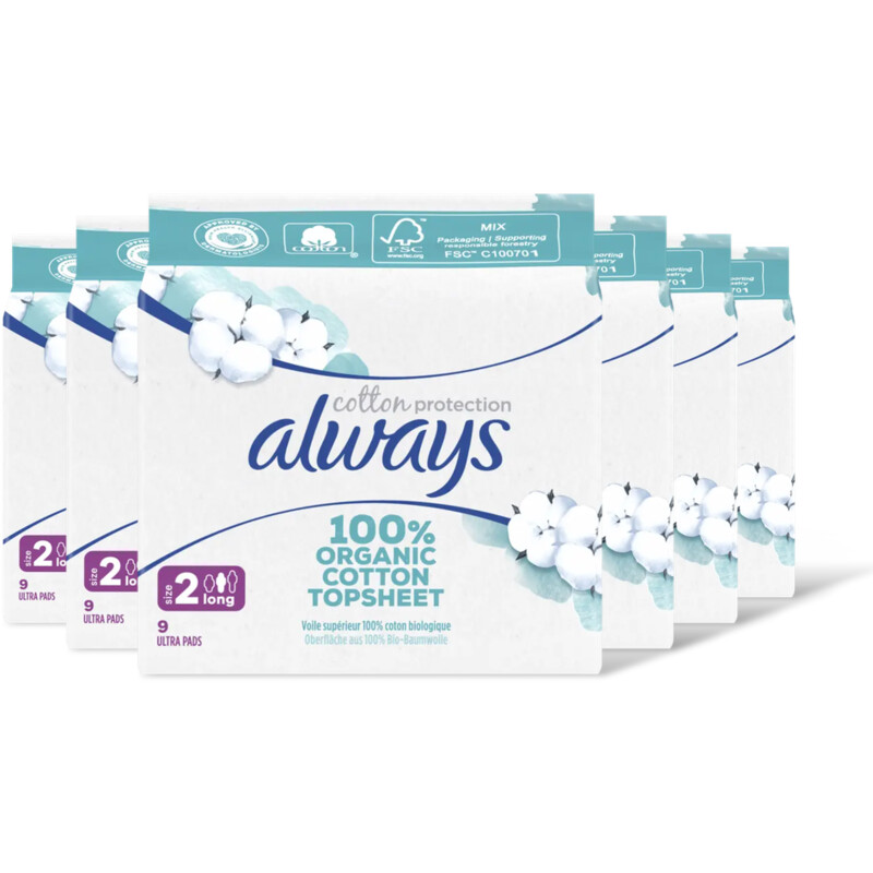 Always Organic cotton long maandverband 6-pack