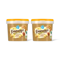 AH Smeuige pindakaas met stukjes pinda 2-pk
