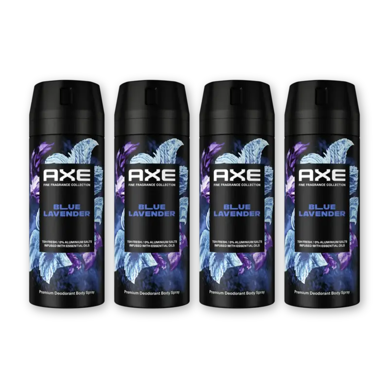 Axe Blue lavender deodorant bodyspray 4-pack