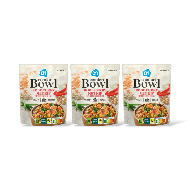 Comfort bowl rode curry met kip 3-pack