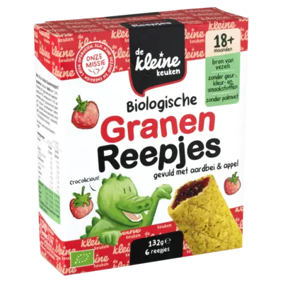 pdp-image-De Kleine Keuken Biologische granenreepjes aardbei 18m+
