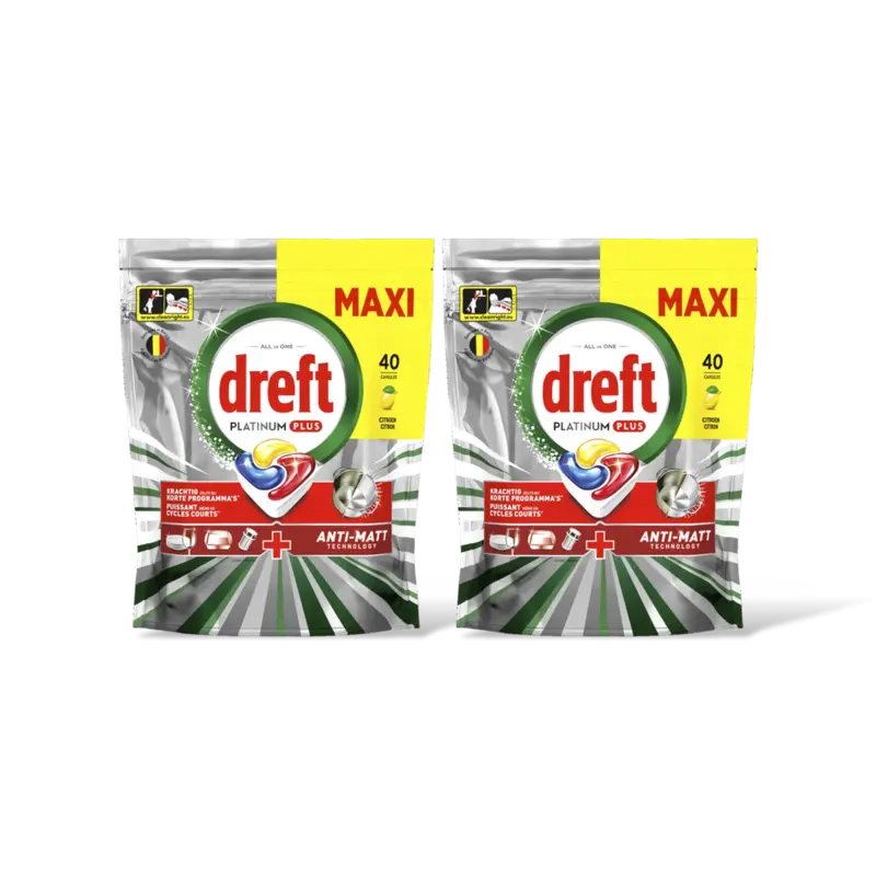 Dreft Platinum+ vaatwastabletten citroen 2pk
