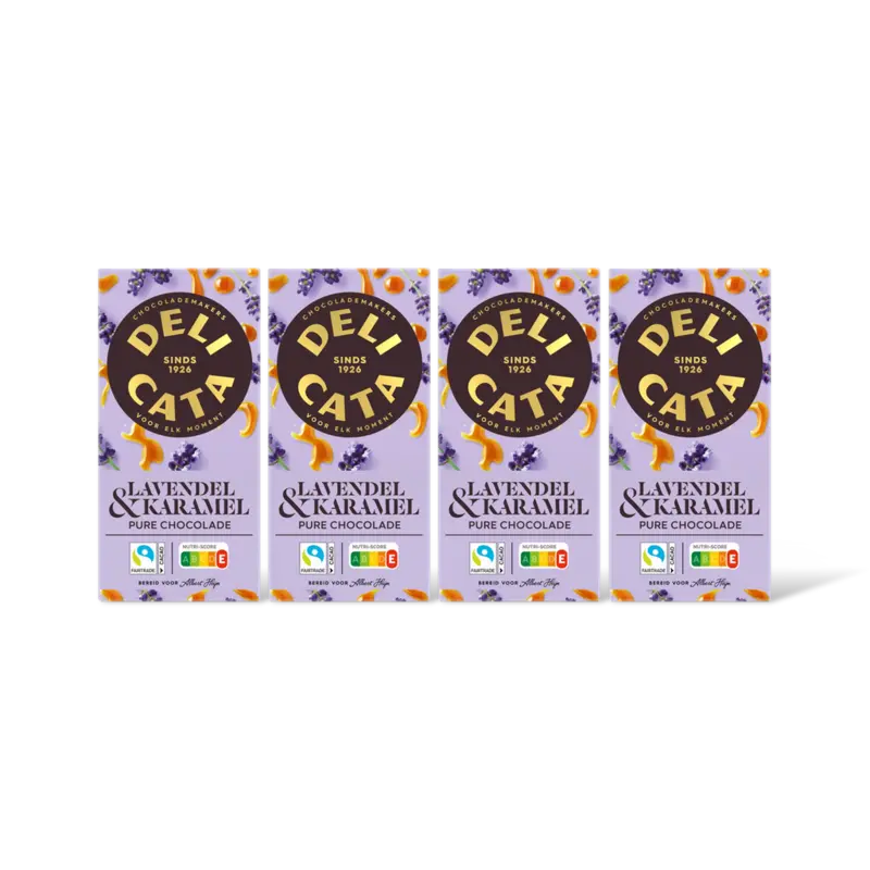 Delicata Reep pure chocolade lavendel/karamel 4pk
