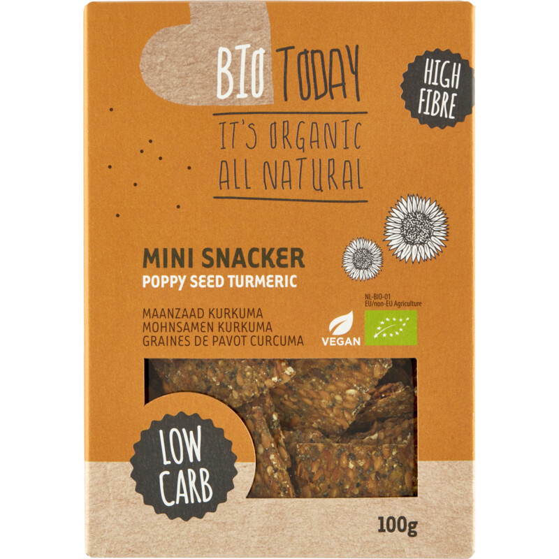 Een afbeelding van BioToday Mini snacker maanzaad kurkema