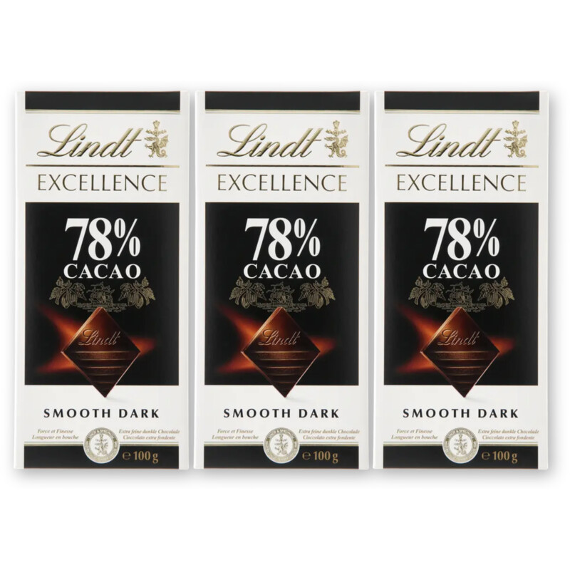 Lindt Excellence 78% pure chocolade 3-pack