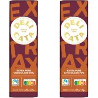 Een afbeelding van Delicata Reep extra pure chocolade 70% 2-pack