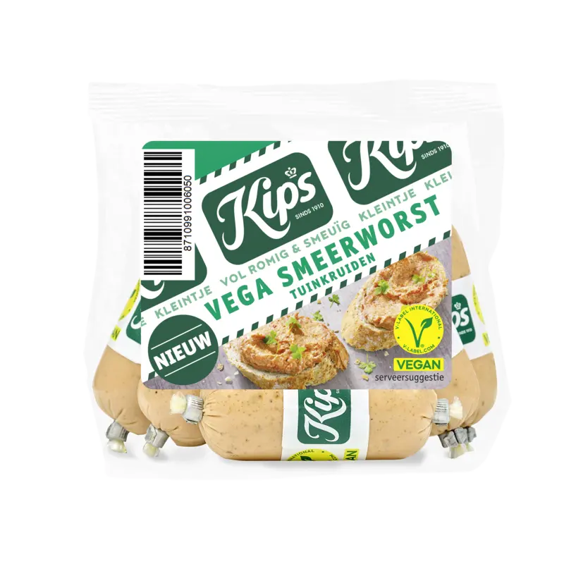 Kips Kleintje vega smeerworst tuinkruiden
