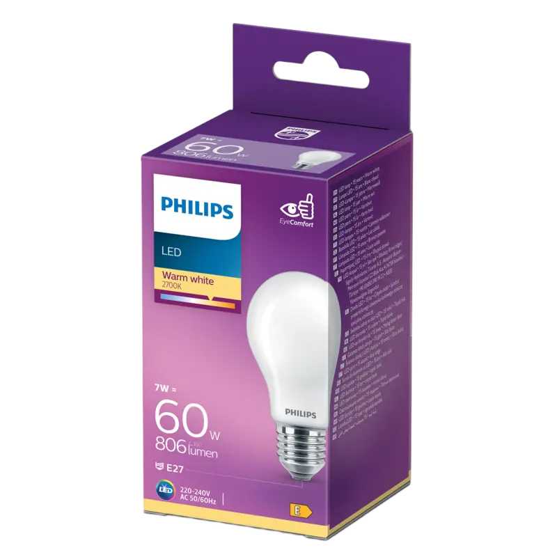 Philips Led fil standaard mat E27 60W