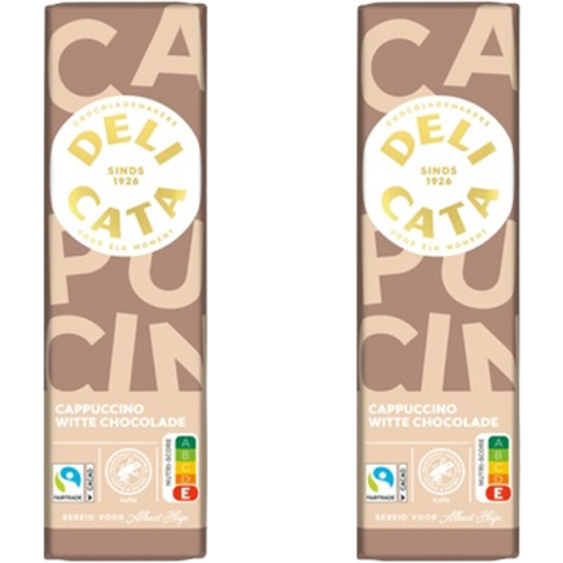 Een afbeelding van Delicata Reep witte chocolade cappuccino 2-pack