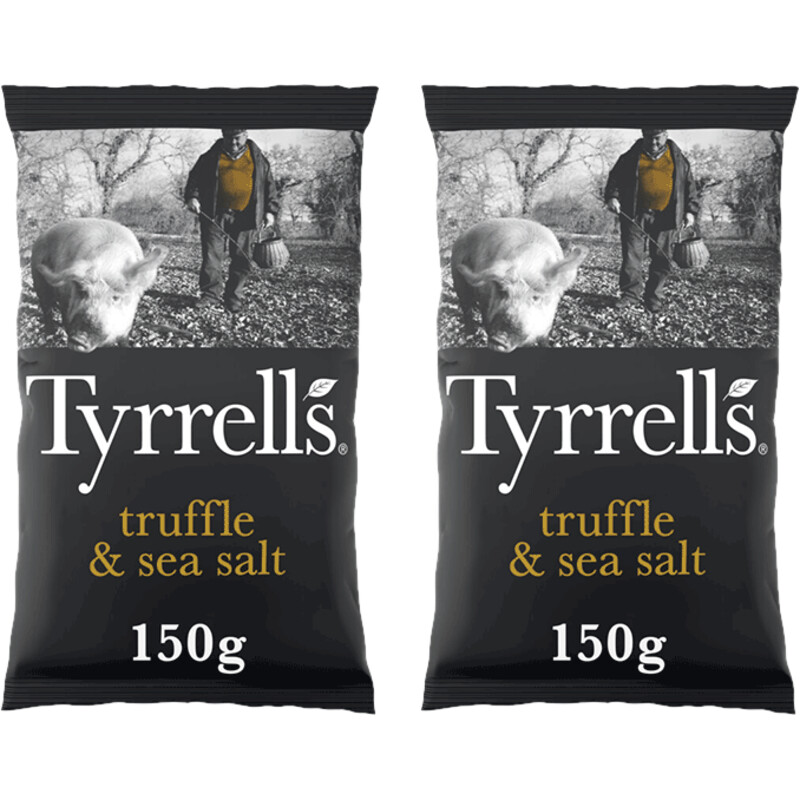 Een afbeelding van Tyrrells Chips truffle & sea salt 2-pack