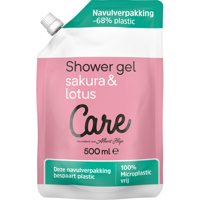 Een afbeelding van Care Shower gel sakura & lotus navul
