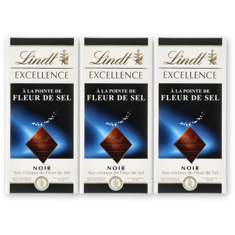 Lindt Excellence zeezout pure chocolade 3-pack