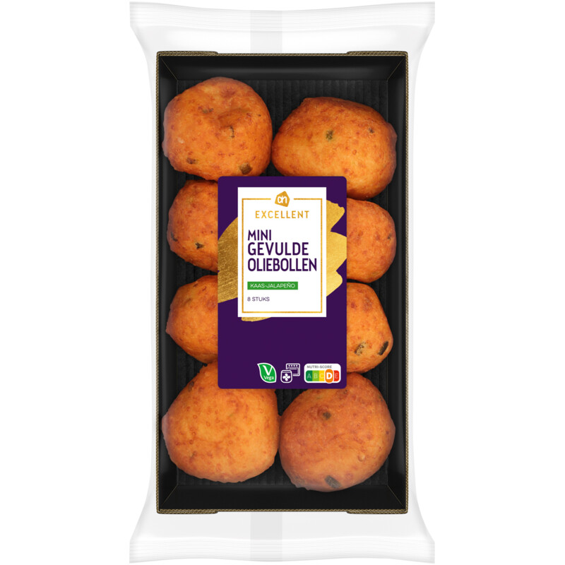 Een afbeelding van AH Excellent Mini gevulde oliebollen kaas jalapeno