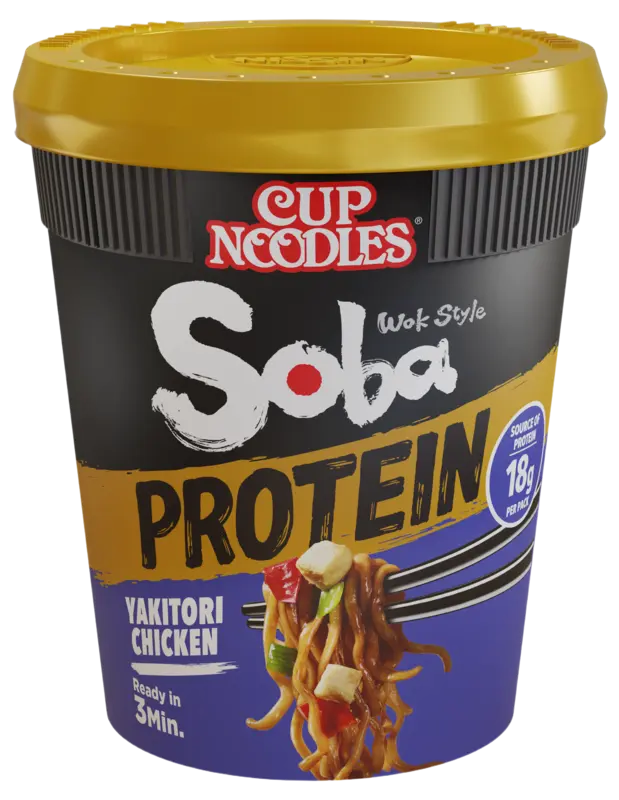 Soba cup noodle protein yakitori chicken