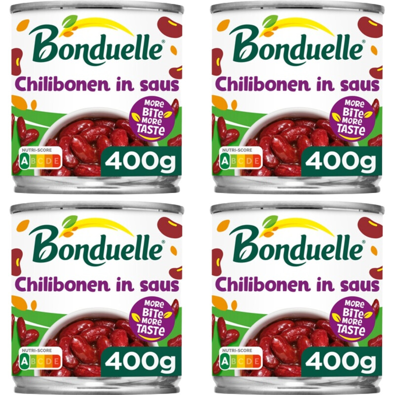 Een afbeelding van Bonduelle Chilibonen in saus 4-pack