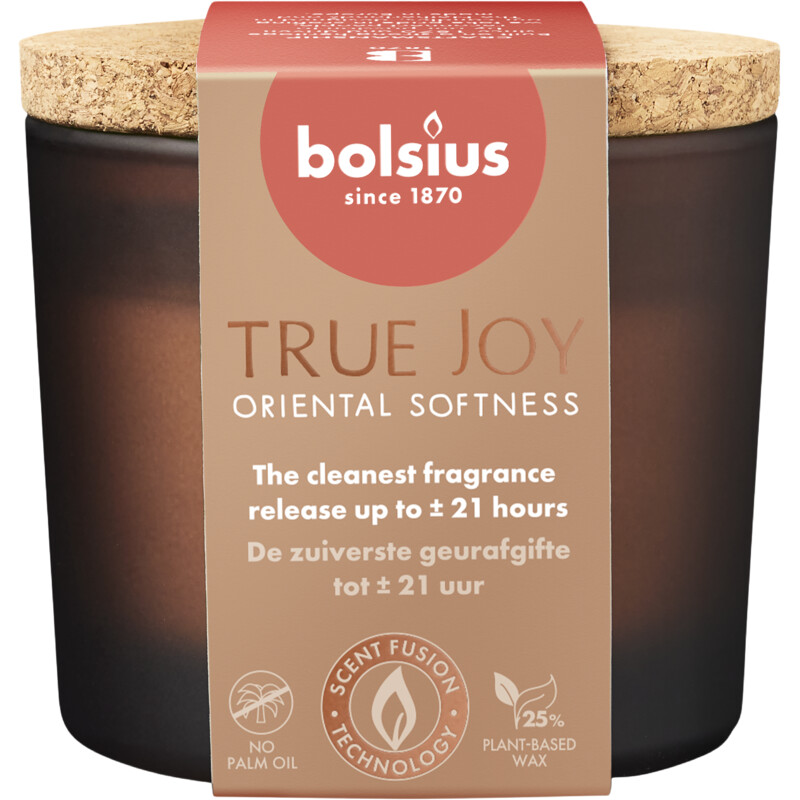 Een afbeelding van Bolsius True joy geurglas kurk oriental softness