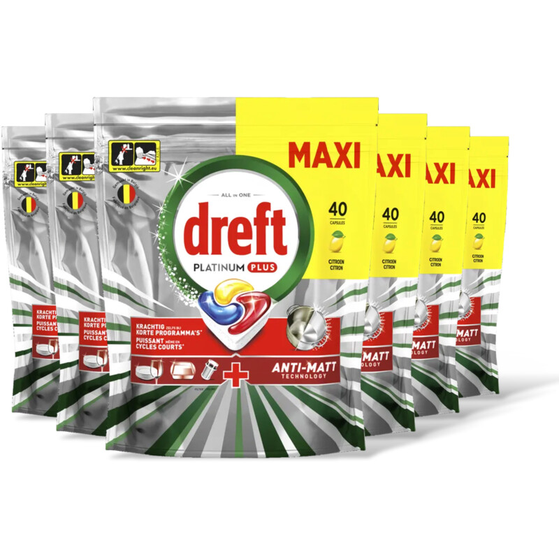 Dreft Platinum+ vaatwastabletten citroen 6pk
