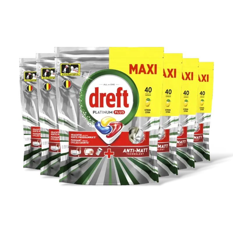 Dreft Platinum+ vaatwastabletten citroen 6pk