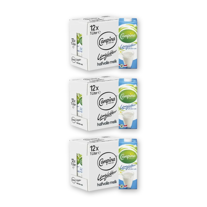 Langlekker halfvolle melk 12-pack 3-pack