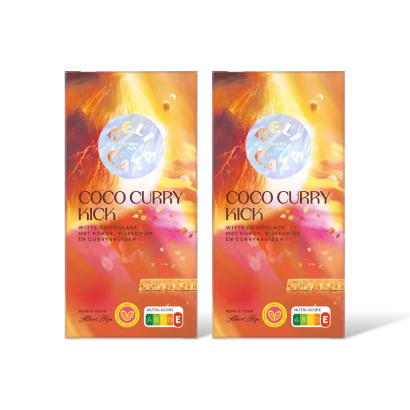 Delicata coco curry kick witte chocolade 2-pack