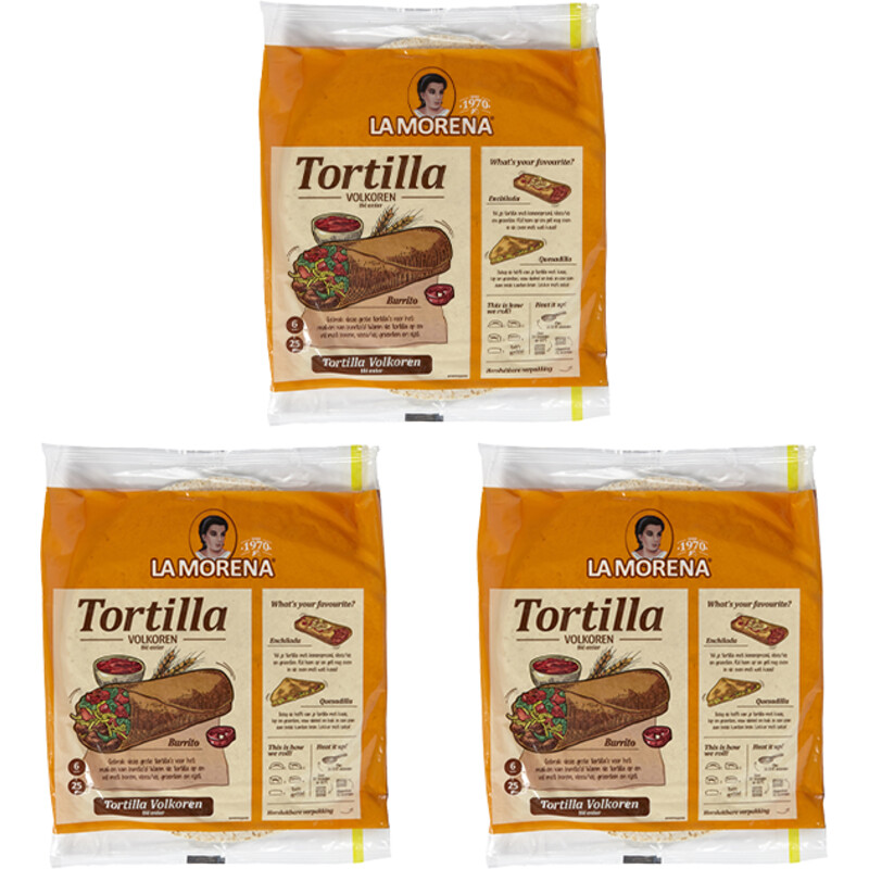 Een afbeelding van La Morena Volkoren tortilla wraps large 3-pack