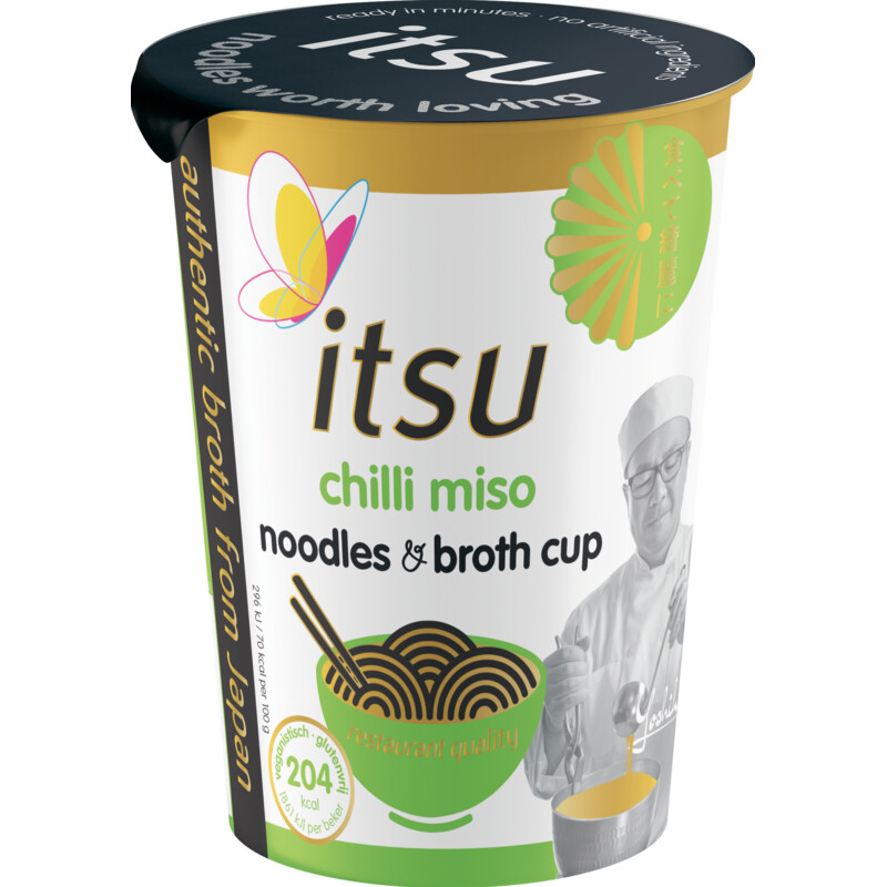 Een afbeelding van Itsu Chili miso noodles & broth cup
