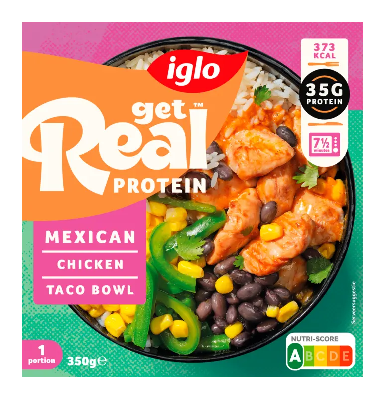 get Real protein Mexican chicken taco bowl