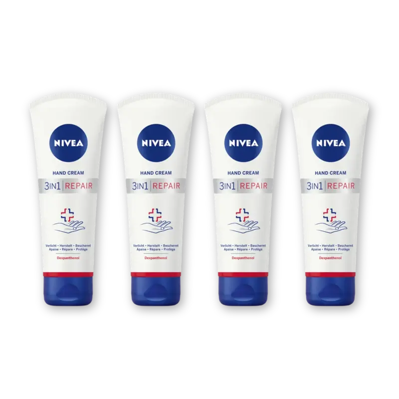 NIVEA 3in1 repair handcreme 24u hydratatie 4pk