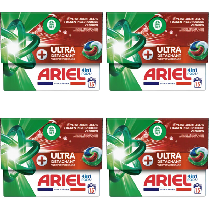 Een afbeelding van Ariel 4in1 pods+ ultra wasmiddelcapsule 4-pack