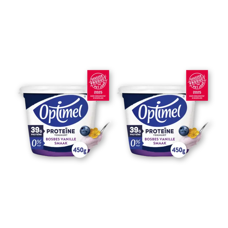 Optimel Proteine yoghurt bosbes vanillesmaak 2pk