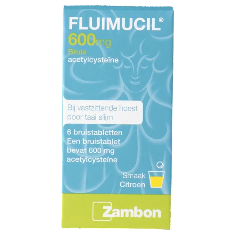 Fluimucil Bruistablet bij hoesten 600 mg, 6 stuks