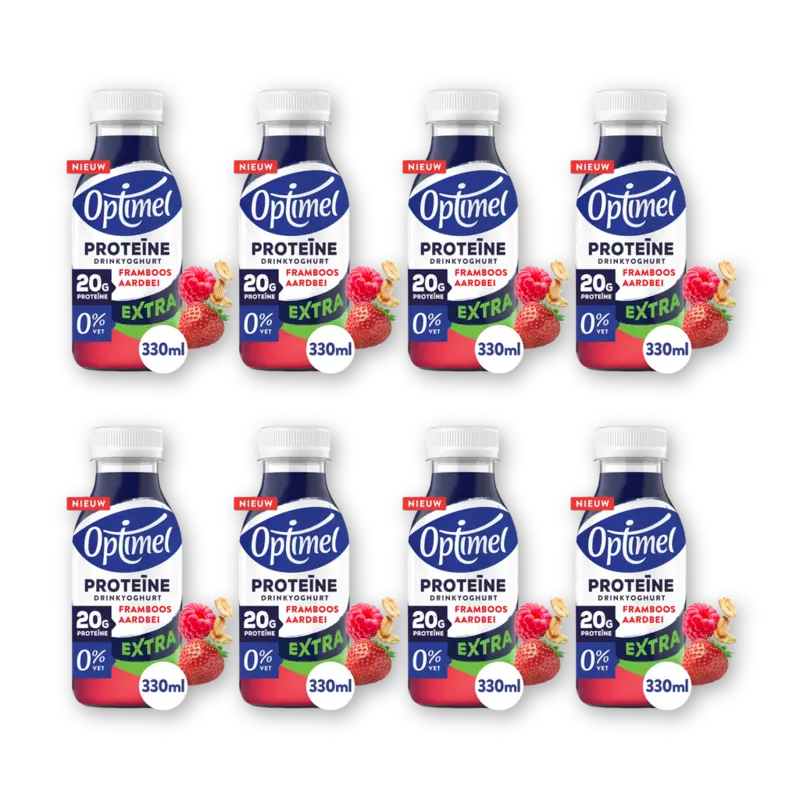 Proteine extra framboos aardbei 8-pack