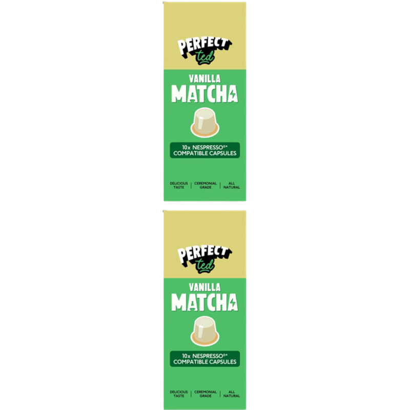 Een afbeelding van Perfect Ted Matcha vanille capsules 2-pack