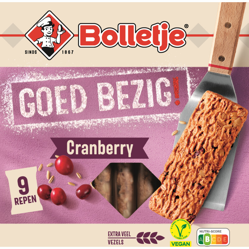 Een afbeelding van Bolletje Goed bezig graanrepen cranberry