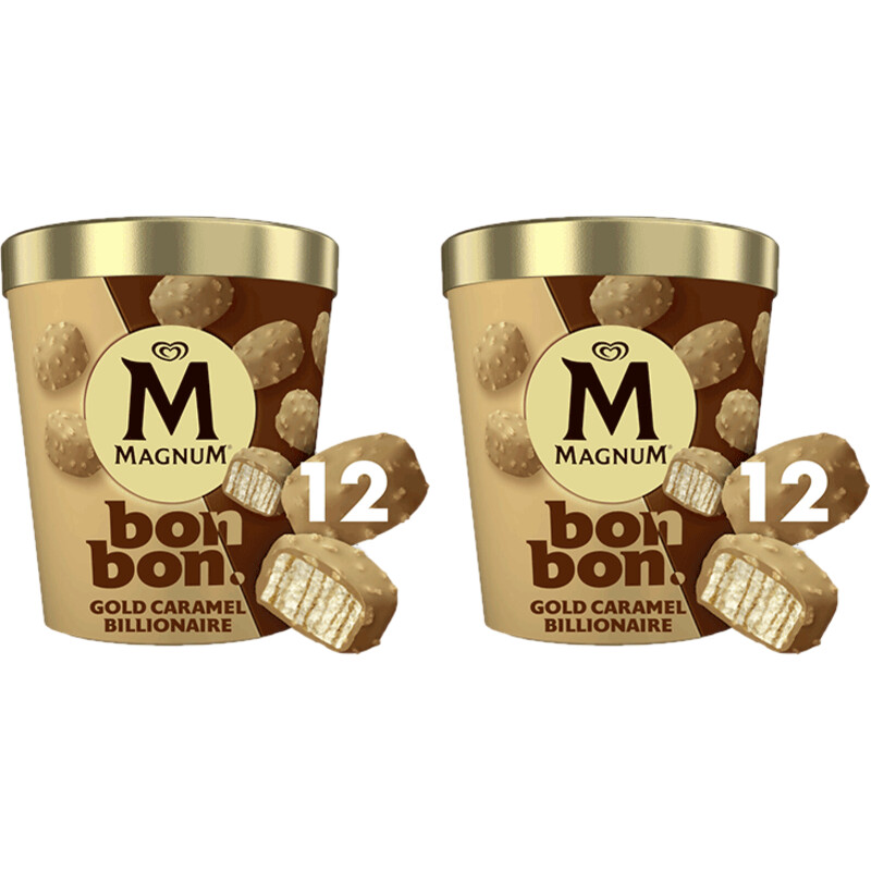 Een afbeelding van Magnum Bonbon gold caramel billionaire 2-pack