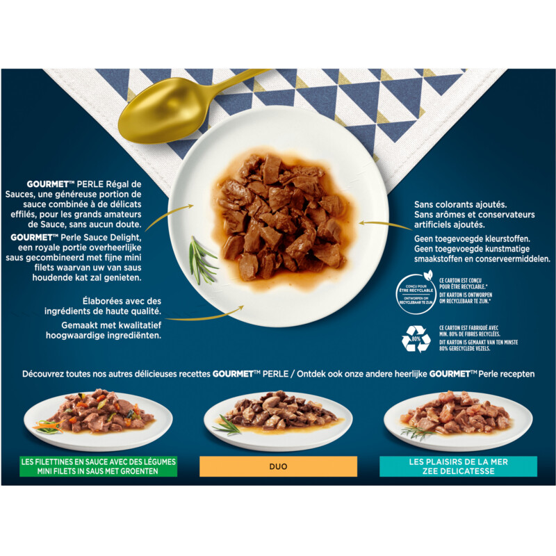 Een afbeelding van Gourmet Perle sauce delight rund kip tonijn zalm