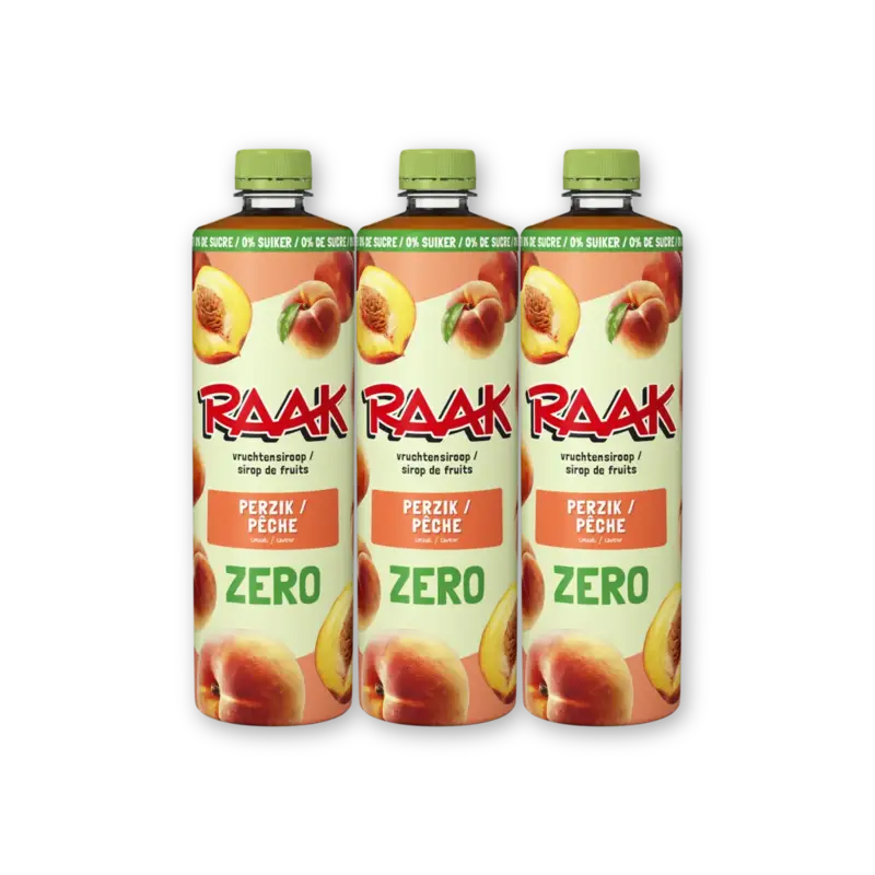 Raak Vruchtensiroop perzik zero sugar 3-pack